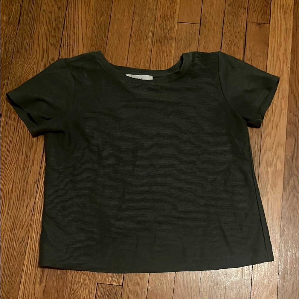 LOFT Green Crop Fitted T-Shirt